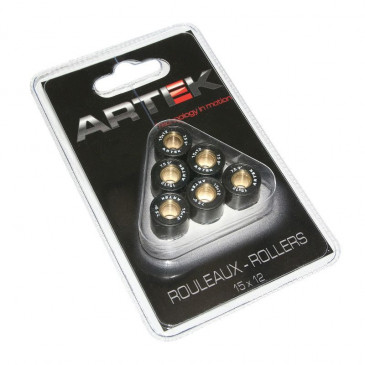 VARIATOR ROLLERS FOR SCOOT ARTEK K1 15x12 7,5g (x6) FOR MBK 50 BOOSTER, NITRO, OVETTO, STUNT/YAMAHA 50 BWS, AEROX, NEOS 3700948001790