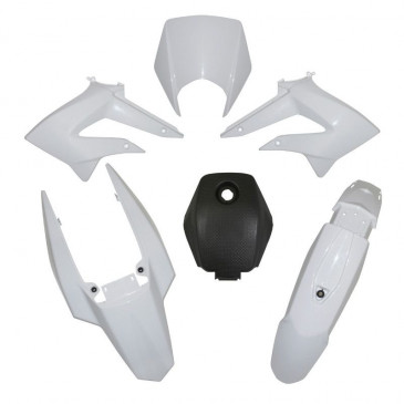 FAIRINGS/BODY PARTS FOR 50cc MOTORBIKE DERBI 50 SENDA DRD 2011> WHITE GLOSS (KIT 5 PIECES) SELECTION P2R 3700948053744