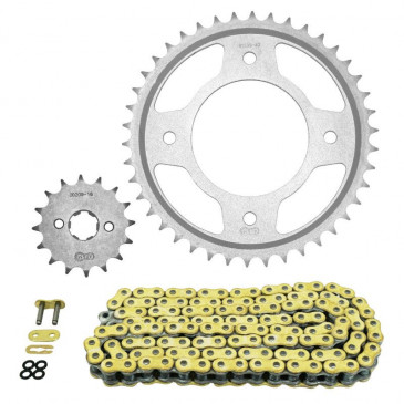 KIT CHAINE ADAPTABLE HONDA 125 CBF 2009>2016, 125 CBF M 2009>2016 428 16x42 (DIAM COURONNE 80/110/8.5) (DEMULTIPLICATION ORIGINE) -AFAM- 5400598029172