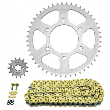 KIT CHAINE ADAPTABLE YAMAHA 125 YZF R 2008>2016, YZF R ABS 2015>2018 428 14x48 (DIAM COURONNE 76/100/8.5) (DEMULTIPLICATION ORIGINE) -AFAM-