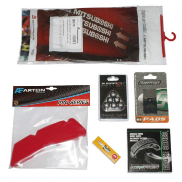 KIT ENTRETIEN SCOOT ADAPTABLE GILERA 50 STALKER 1997>2011/PIAGGIO 50 TYPHOON 1998>2009 (PACK 6 PIECES) -SELECTION P2R- 3700948112021