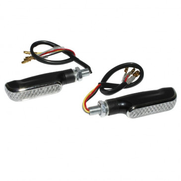TURN SIGNAL (UNIVERSAL) REPLAY FUSE 10 LEDS TRANSPARENT/BLACK-FUNCTIONS : TAIL LIGHT+TURN SIGNALS -CEE APPROVED- (PAIR) (L 80mm / H 18mm / Wd 28mm)