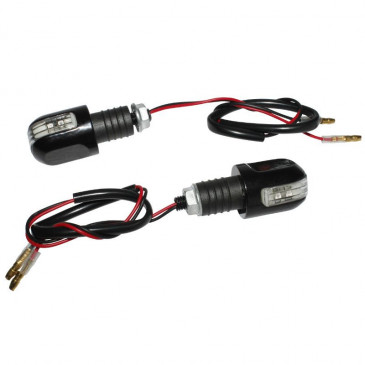 CLIGNOTANT MOTO AVOC MAGIC 6 LEDS BASE ALU TRANSPARENT/NOIR (L 56mm / H 28mm / L 28mm) (HOMOLOGUE CE) (PAIRE) 3700948032374