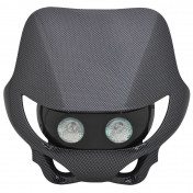 HEADLIGHT FAIRING FOR 50cc MOTORBIKE REPLAY ENDURO - HALOGEN BULBS 2x20W CARBON ( (WITH MOUNTING KIT) 3700948040232