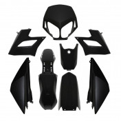 CARROSSERIE/CARENAGE 50 A BOITE ADAPTABLE DERBI 50 SENDA DRD RACING 2008> NOIR BRILLANT (KIT 8 PIECES) -P2R- 3700948053775