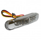 FEU ARRIERE 50 A BOITE/MOTO TRIANGLE TRANSPARENT A LEDS SANS ECLAIRAGE DE PLAQUE (6 LEDS ROUGES) (HOMOLOGUE CE) -REPLAY- 3700948035320