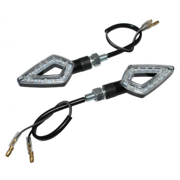 TURN SIGNAL (UNIVERSAL) REPLAY ARROW -LEDS- TRANSPARENT/BLACK (14 LEDS ORANGE) (L 78mm / H 36mm / W 18mm) -CEE APPROVED- (PAIR)