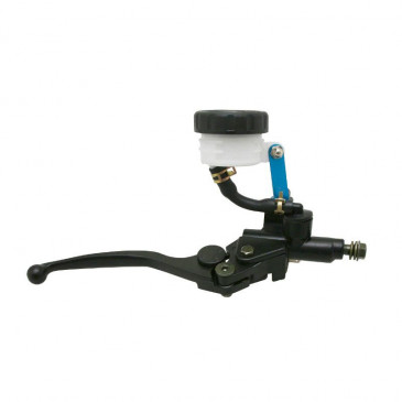 MAITRE CYLINDRE DE FREIN MOTO UNIVERSEL AVANT AVEC BOCAL SEPARE DIAM 45mm NOIR DROIT (COURSE REGLABLE 4 POSITIONS) -P2R- 3700948051658
