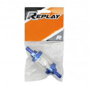 FUEL FILTER REPLAY CYLINDRICAL ALUMINIUM - TRANSPARENT/BLUE Ø6mm (SOLD BY UNIT) 3700948051467