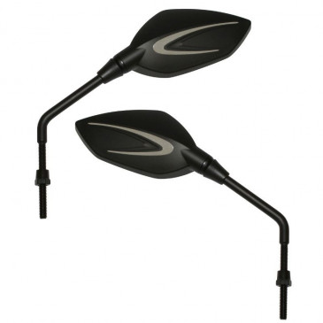 RETROVISEUR SCOOT REPLAY CLASS NOIR MAT DIAM 8mm REVERSIBLE (PAIRE) ** 3700948038383