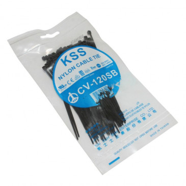 COLLIER DE SERRAGE NYLON TYPE RILSAN 2,5x120mm NOIR (VENDU PAR 100) -P2R- 3700948050408