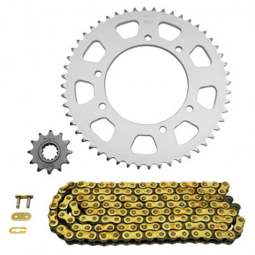CHAIN AND SPROCKET KIT FOR PEUGEOT 50 XP6 SM 2002>2003 420 12x52 (BORE Ø 105mm) (OEM SPECIFICATION) -AFAM-