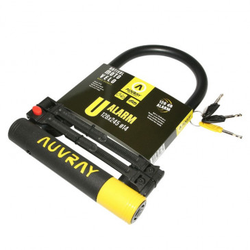 ANTIVOL VELO U AUVRAY ALARM 128x245 GRIS DIAM 14 mm A CLE AVEC ALARME SONORE NIVEAU SECURITE 7/10 - HOMOLOGUE FUB 1 ETOILE 3700807700871