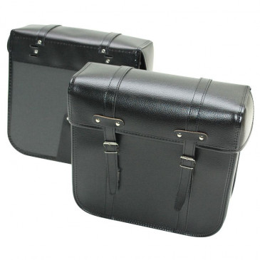 SACOCHE CYCLO SPORFABRIC R40 STYLE VINTAGE - FIXATION PAR COURROIES - EFFET CUIR NOIR MAT (33x32x14cm) (PAIRE) 3700948145982
