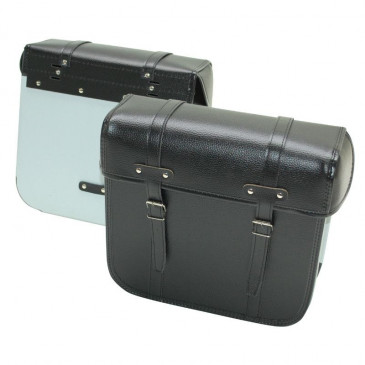 SACOCHE CYCLO SPORFABRIC R40 STYLE VINTAGE - DOS METAL - FIXATION PAR COURROIES - EFFET CUIR NOIR MAT(33x32x14cm) (PAIRE) 3700948145999