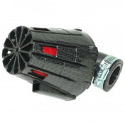 FILTRE A AIR REPLAY E5 BOX CARBONE BRILLANT MOUSSE ROUGE FIXATION COUDE 90° DIAM 35/28 3700948035757