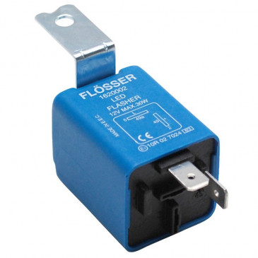 CENTRALE CLIGNOTANTE UNIVERSELLE 12V 0,1 A 25 AMPERES 2 FICHES/BORNES POUR CLIGNOTANT A AMPOULE+LEDS -FLOSSER ORIGINE- 4018354008081