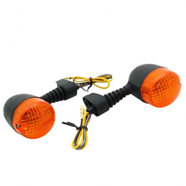 TURN SIGNAL FOR 50cc MOTORBIKE DERBI 50 SENDA 1995> ORANGE/BLACK (PAIR) -REPLAY- 3700948096864