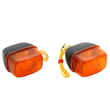 TURN SIGNAL FOR SCOOT MBK 50 BOOSTER 1990>2003/YAMAHA 50 BWS 1990>2003 -FRONT - ORANGE/BLACK (PAIR) ** - -REPLAY-