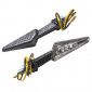 CLIGNOTANT UNIVERSEL REPLAY MINI DEMI FLECHE A LEDS TRANSPARENT/CARBONE MAT (L 81mm / H 21mm / L 28mm) (PAIRE) ** 3700948032565