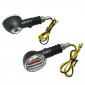 TURN SIGNAL (UNIVERSAL) REPLAY MICRO OVAL SHAPED- TRANSPARENT/CARBON MAT WITH INDICATOR- SHORT -CEE APPROVED- (PAIR) (BULB 12V 21 W BA9S) (L 70mm / H 30mm / Wd 36mm) 3700948032527