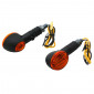 TURN SIGNAL (UNIVERSAL) REPLAY MICRO OVAL SHAPED- ORANGE/BLACK WITH INDICATOR- SHORT -CEE APPROVED- (PAIR) (BULB 12V 21W BA9S) (L 71mm / H 30mm / Wd 36mm)