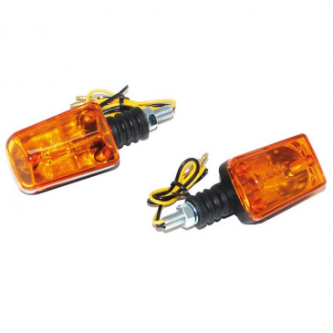 CLIGNOTANT UNIVERSEL REPLAY RECTANGLE A AMPOULE BAX9S ORANGE/NOIR BASE COURTE (L 81mm / H 38mm / L 37mm) (HOMOLOGUE CE) (PAIRE) 3700948032848