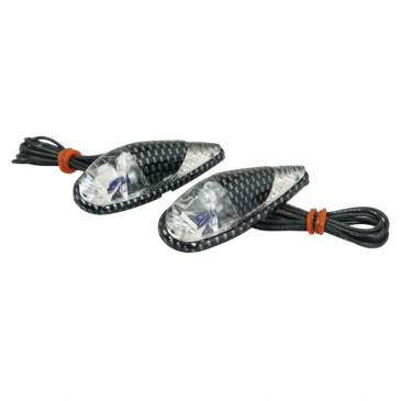DECORATIVE LIGHTNING REPLAY "WATER DROP" FENDER TRANSPARENT/CARBON WITH BLUE BULB(L 62mm / H 23mm / W 18mm) (PAIR) ** 3700948033968