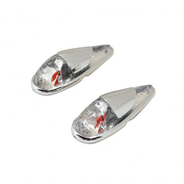 DECORATIVE LIGHTNING REPLAY "WATER DROP" FENDER TRANSPARENT/CHROME WITH ORANGE BULB(L 61mm / H 22mm / W 18mm) (PAIR) ** 3700948033999