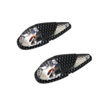 DECORATIVE LIGHTNING REPLAY "WATER DROP" FENDER TRANSPARENT/CARBON WITH ORANGE BULB (L 62mm / H 23mm / W 18mm)(PAIR) **
