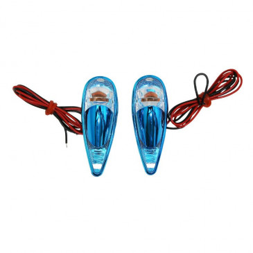 DECORATIVE LIGHTNING REPLAY "WATER DROP" FENDER TRANSPARENT/BLUE WITH ORANGE BULB(L 62mm / H 18mm / W 22mm) (PAIR) **
