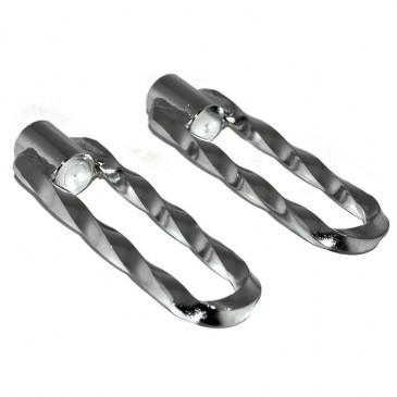 FOOTREST FOR MOPED (FOR PILOT) U SHAPED TWISTED - CHROME STEEL FOR PEUGEOT 103/MBK 51 (PAIR)-SELECTION P2R- 3701213419685