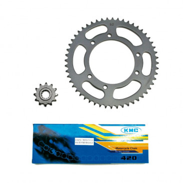 CHAIN AND SPROCKET KIT FOR PEUGEOT 50 XP6 SM 2002>2003 420 12X52 (BORE Ø 105mm) (OEM SPECIFICATION) -SELECTION P2R-