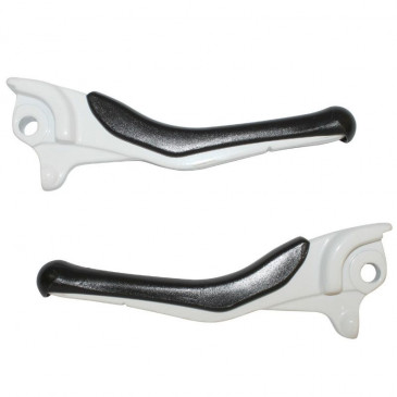 LEVIER DE FREIN ADAPTABLE MBK 50 NITRO / YAMAHA 50 AEROX BLANC (PAIRE) -REPLAY- 3700948037300