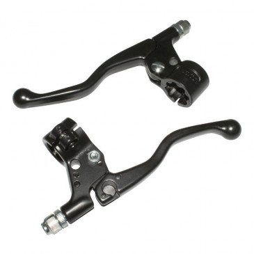 LEVERS KIT FOR MOPED - ALU BLACK Short M84 SINGLE FIXATION (PAIR) -SELECTION P2R-