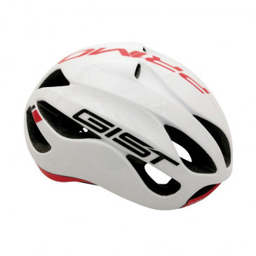 CASQUE VELO ADULTE GIST ROUTE PRIMO BLANC/ROUGE FULL IN-MOLD TAILLE 52-57 REGLAGE MOLETTE 250GRS 