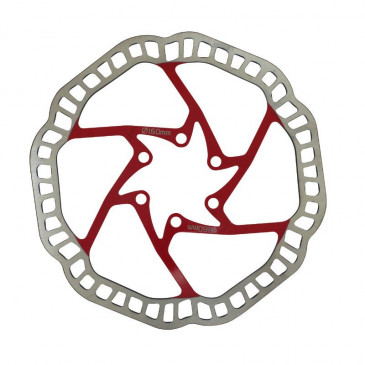 DISQUE DE FREIN VTT 6 TROUS NEWTON BRAKCO COMPATIBLE SHIMANO ET AUTRES 160mm ARGENT CENTRE ROUGE + 6 VIS 3700948070611
