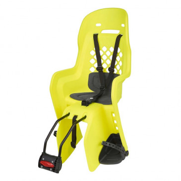 PORTE BEBE/SIEGE ENFANT ARRIERE POLISPORT A FIXER SUR CADRE JOY JAUNE FLUO COUSSIN GRIS (9 A 22Kgs) HOMOLOGUE EN 14344 5604415102417