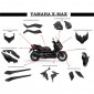 CARROSSERIE/CARENAGE MAXISCOOTER ADAPTABLE YAMAHA 125-300-400 XMAX 2018> NOIR BRILLANT (KIT 15 PIECES) -P2R- 3700948195086