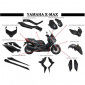 CARROSSERIE/CARENAGE MAXISCOOTER ADAPTABLE YAMAHA 125-300-400 XMAX 2018> NOIR MAT (KIT 15 PIECES) -P2R- 3700948258910