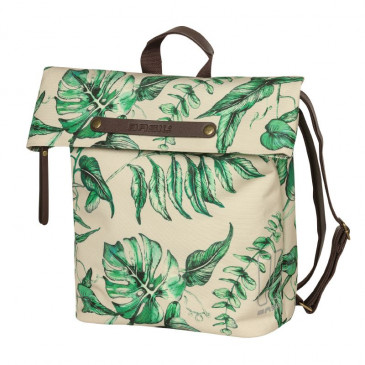 SINGLE BAG FOR BICYCLE -REAR-TURN INTO BACKPACK- BASIL EVERGREEN DAYPACK BEIGE-WITH LEATHER HANDLE- LEFT or RIGHT - 14/19Lt - HOOKS ON CARRIER - WATERPROOF FOLDING CLOSING 8715019180842