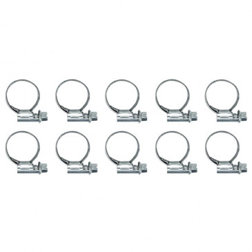 COLLIER DE SERRAGE METAL A CREMAILLERE 12x20mm (SACHET DE 10 PIECES) LARGEUR 9mm -SELECTION P2R-