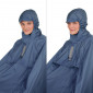 RAIN PONCHO - ADULT - TUCANO GARIBALDINA PLUS WITH HOOD, GUSSET FOR BACKPACK + CARRYING BAG - BLUE S/M
