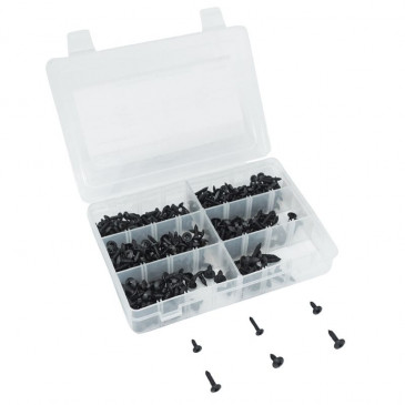 VIS DE CARROSSERIE/CARENAGE/CAPOTAGE DIAM 6 A 10mm ACIER NOIR (ASSORTIMENT) (COFFRET DE 420 PIECES) -P2R- 3700948087527