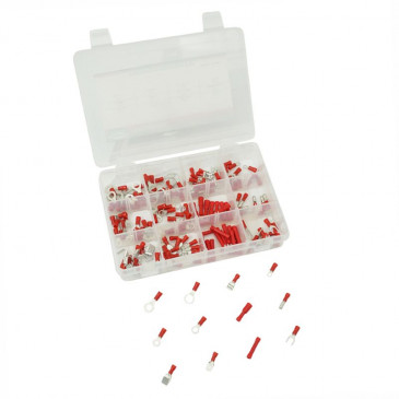 COSSE ELECTRIQUE PRE-ISOLEE UNIVERSELLE ROUGE POUR SECTION FIL 0,5 à 1,5 mm² (ASSORTIMENT) (COFFRET DE 165 PIECES) -P2R-