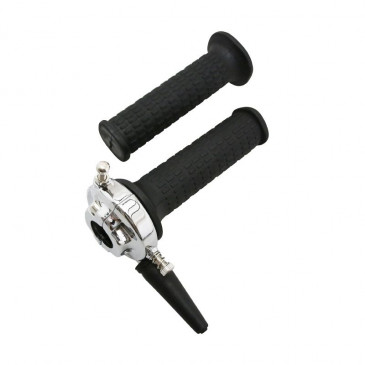 THROTTLE HANDLE FOR MOPED REPLAY -SHORT STROKE- DOMINO TYPE - CHROME