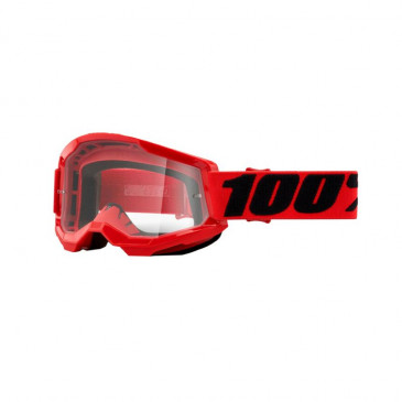 MASQUE/LUNETTES CROSS 100% ADULTE STRATA 2 ESSENTIAL ROUGE ECRAN INCOLORE/TRANSPARENT ANTI-BUEE/ANTI-RAYURES