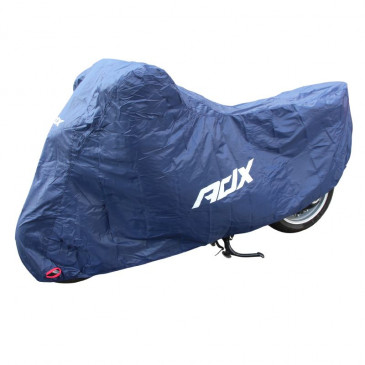 HOUSSE/BACHE DE PROTECTION MOTO ANTI PLUIE ADX TOTALEMENT ETANCHE (228x99x124cm) L BLEU FONCE/LOGO BLANC (POLYESTER/BOUCLE DE FERMETURE/OEILLETS ANTIVOL) 3700948108178