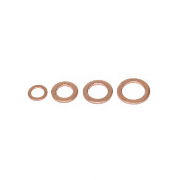 DRAIN PLUG GASKET - BRASS - Internal Ø 8 to 14mm - External Ø 12 to 20mm (4 PIECES SET) -SELECTION P2R- 3701213424467