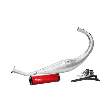 EXHAUST FOR 50CC MOTORBIKE VOCA CHROMED FOR BETA 50 RR 2012>(LOW MOUNTING - RED ALUMINIUM SILENCER)